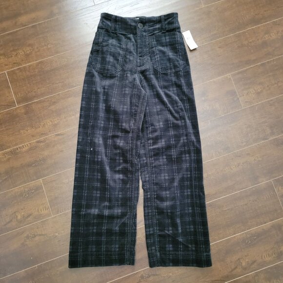 Anthropologies Maeve Colette Cropped Wide Leg Corduroy Pants Womens 24 Plaid - Picture 2 of 8